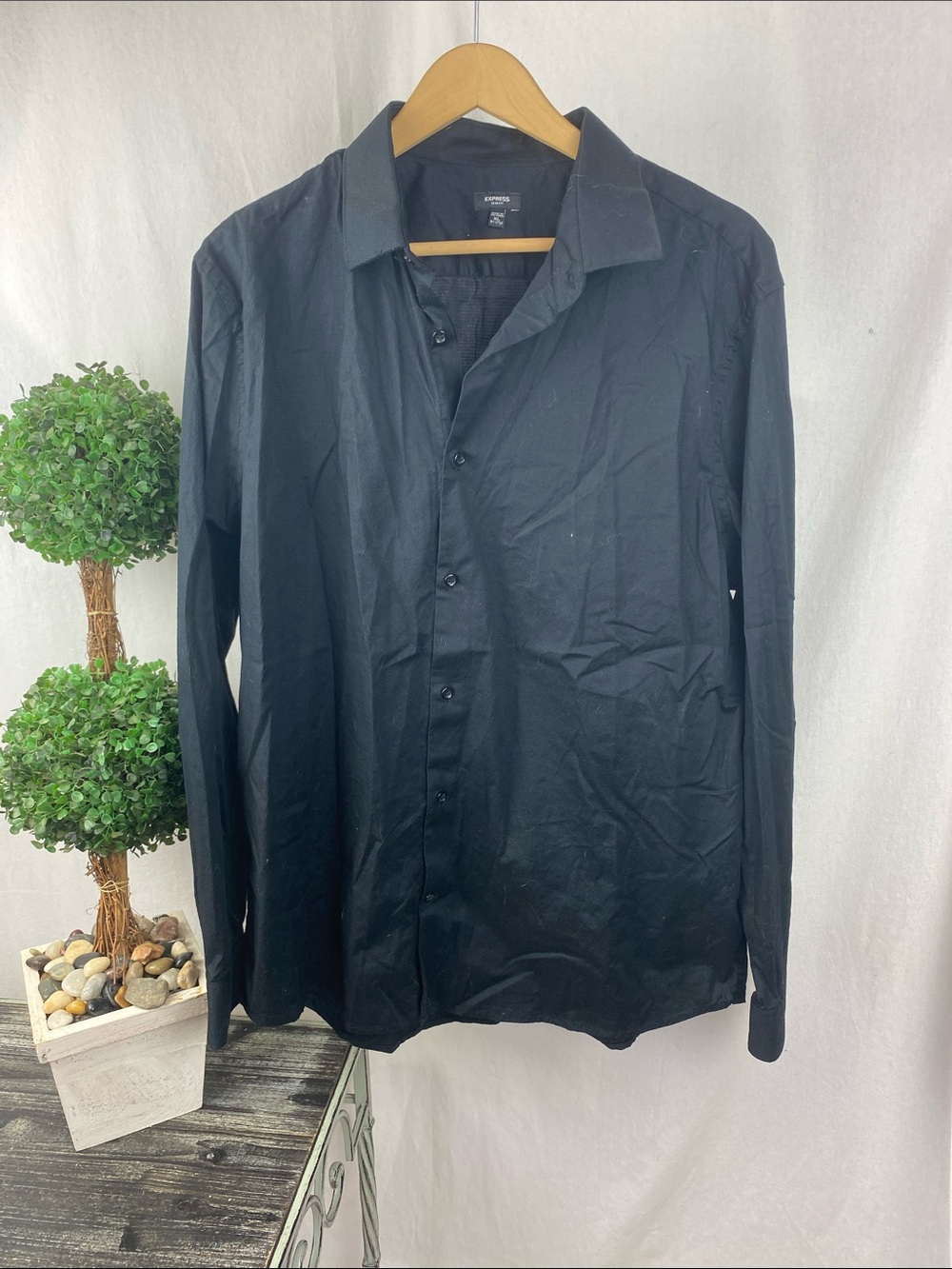 Express Black Long Sleeve Button Front Shirt XL